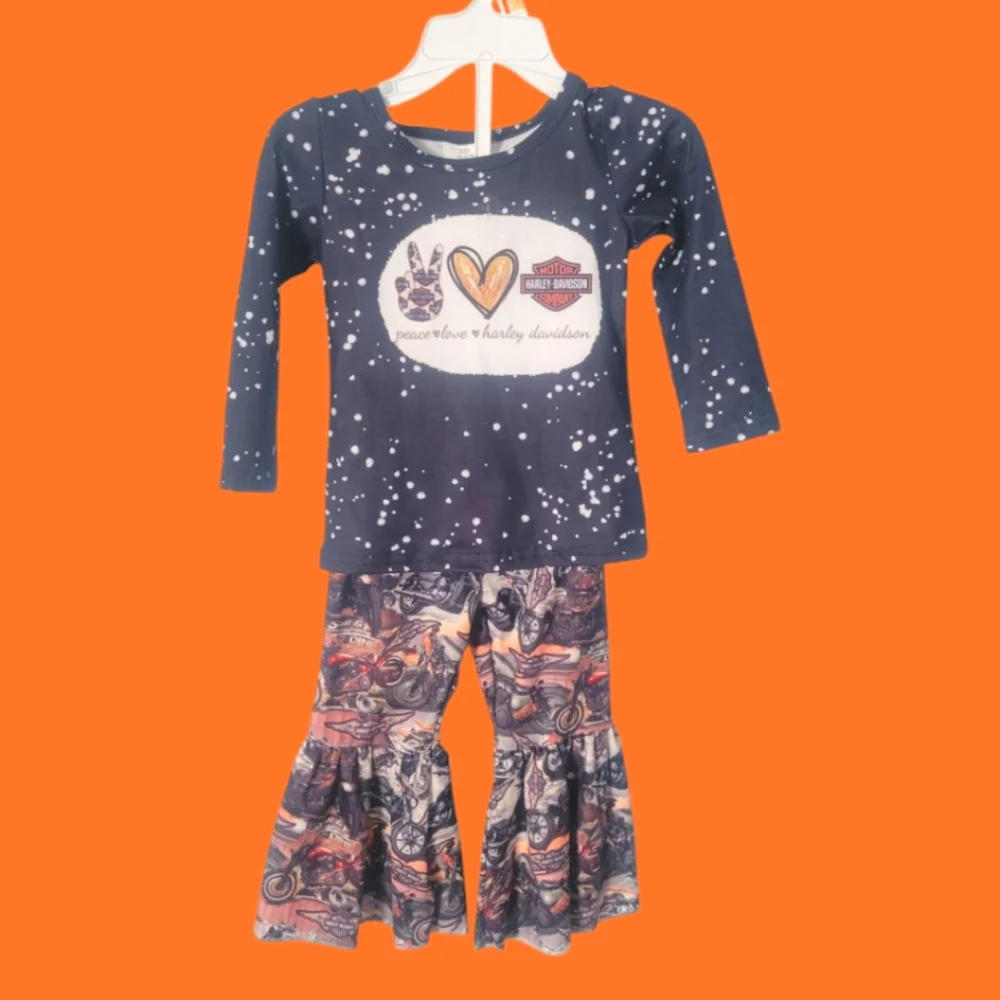 Girl Stylish Harley-Davidson Inspired Set – NWT – Size XXS (6–12 Months)